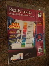 3 Pkgs. NIB - Avery 11135, 10-Tab Set  Ready Index Table of Contents Dividers 