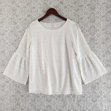 Vintage Renee Scoop Neck Balloon sleeve Textured Blouse S Made In U.S.A