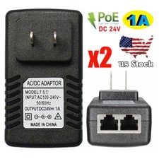 2x POE Injector 24V 1A Wall Plug Ethernet Adapter IP Phone Camera Power Supply
