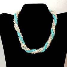 Women  s 14  Faux Pearl  Teal Bead Multi-Strand Necklace- Women  s Fashion Jewery