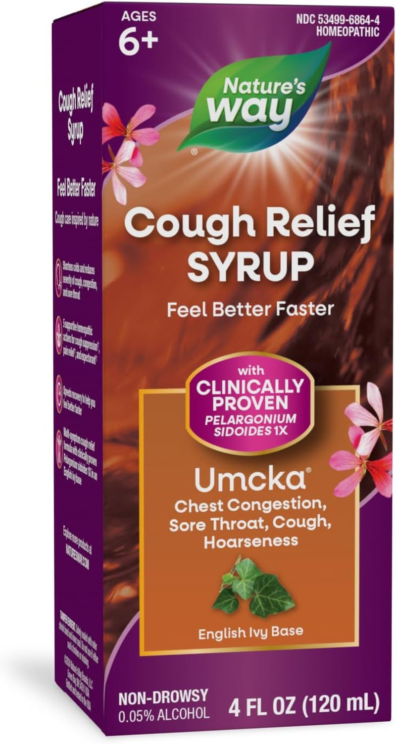 Nature's Way Cough Relief Syrup, Umcka, Chest Congestion, Sore Throat, Cough 4oz