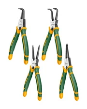 Jadever 4-Piece 7" Circlip Pliers, Straight & Bent Jaw (Internal/External)