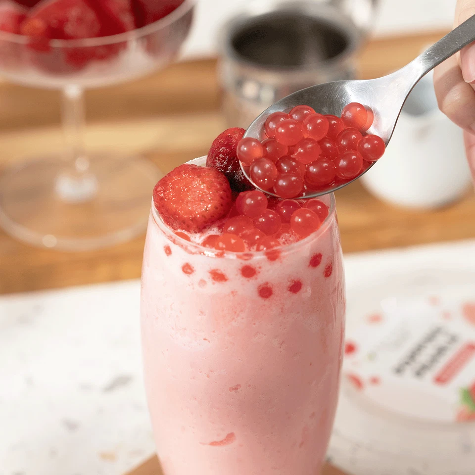 Tea Zone Strawberry Popping Pearls/Popping Boba(B2053, 2lbs) for Boba Tea - Image 4 of 4