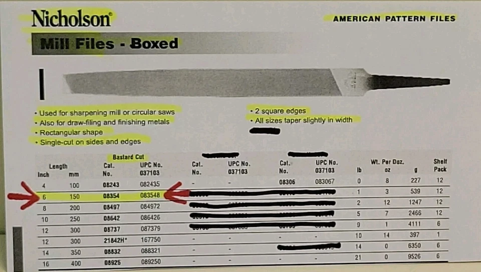 Moinho de arquivo plano Nicholson 6" Bastard 08354 21825 fabricado nos EUA - Imagem 4 de 4