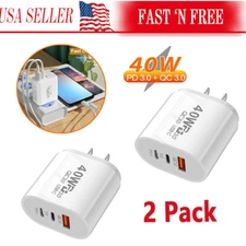 Dual PD 40W Fast Wall Charger Power Adapter For iPhone 15 Pro Max 14 13 12 Plus