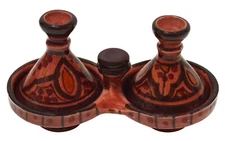 Moroccan Spice Holder Mini Tagine Ceramic Salt And Pepper Shakers Container 