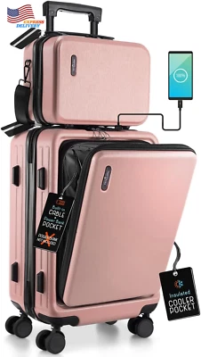 UNKNOWN 22 Inch Carry on Luggage Airline Approved Carry on Suitcase with Wheels Pink NEW