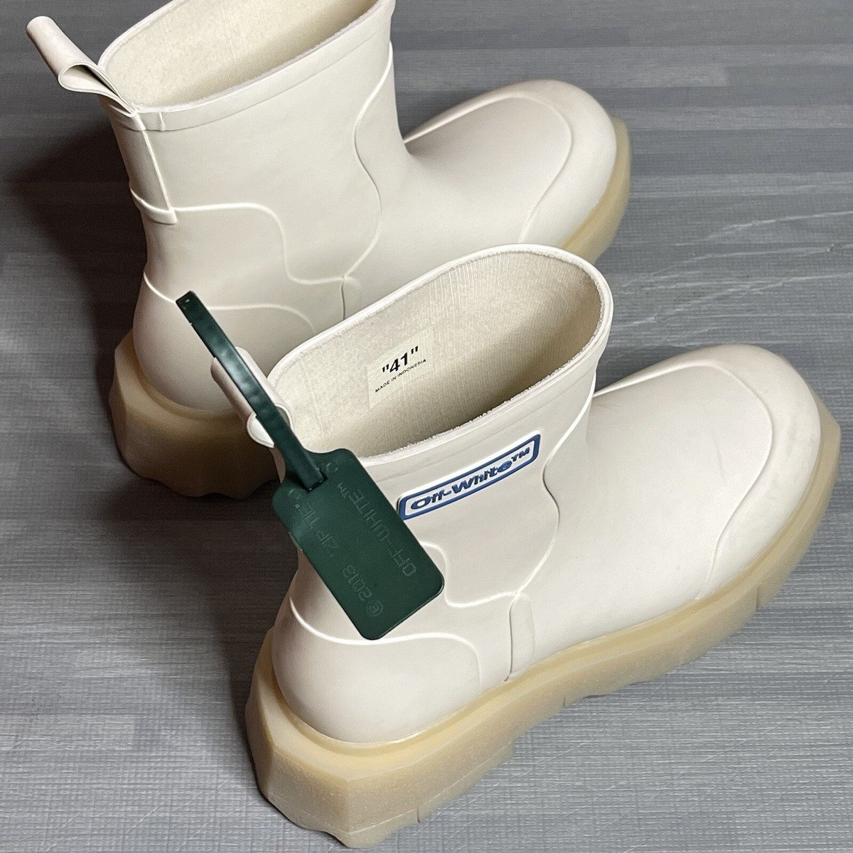 VIRGIL ABLOH Off-White MEN'S SPONGE RUBBER ANKLE RAIN BOOTS US 8