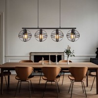 Pendelleuchte Pendellampe HäNgeleuchte Wohnzimmerlampe 4 Flammig Schwarz Gitter