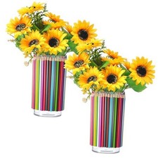 2 Set Back to School Gifts DIY Pencil Shaped Vase Kit Handmade Table Multicolor