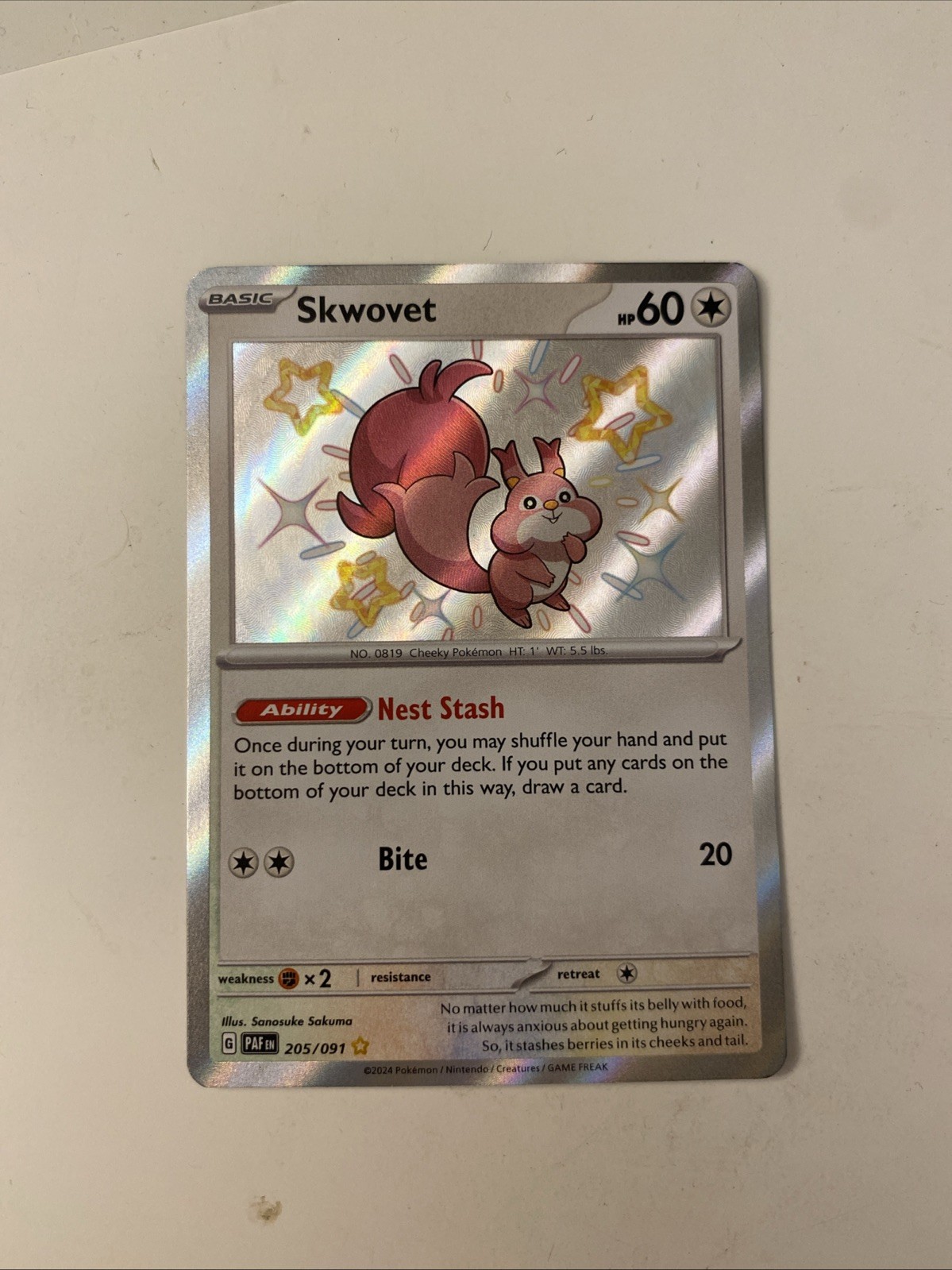 Skwovet 205/091 SV: Paldean Fates Holo