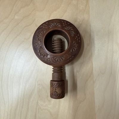 Vintage Handcrafted Twist Screw Hard Wood Nutcracker Handcarved Ornate