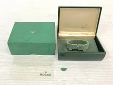 VINTAGE GENUINE ROLEX watch box case green wood leather ring type 250823002yA