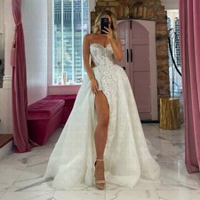 Fairytale Slit Wedding Dresse Sleeveless Pleats Lacing up Sweetheart Brush Train