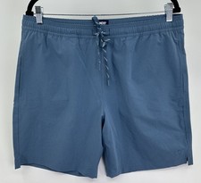 Lands End NWT Mens Swim Shorts Light Blue L UPF 50 Quick Dry Boxer Brief Liner
