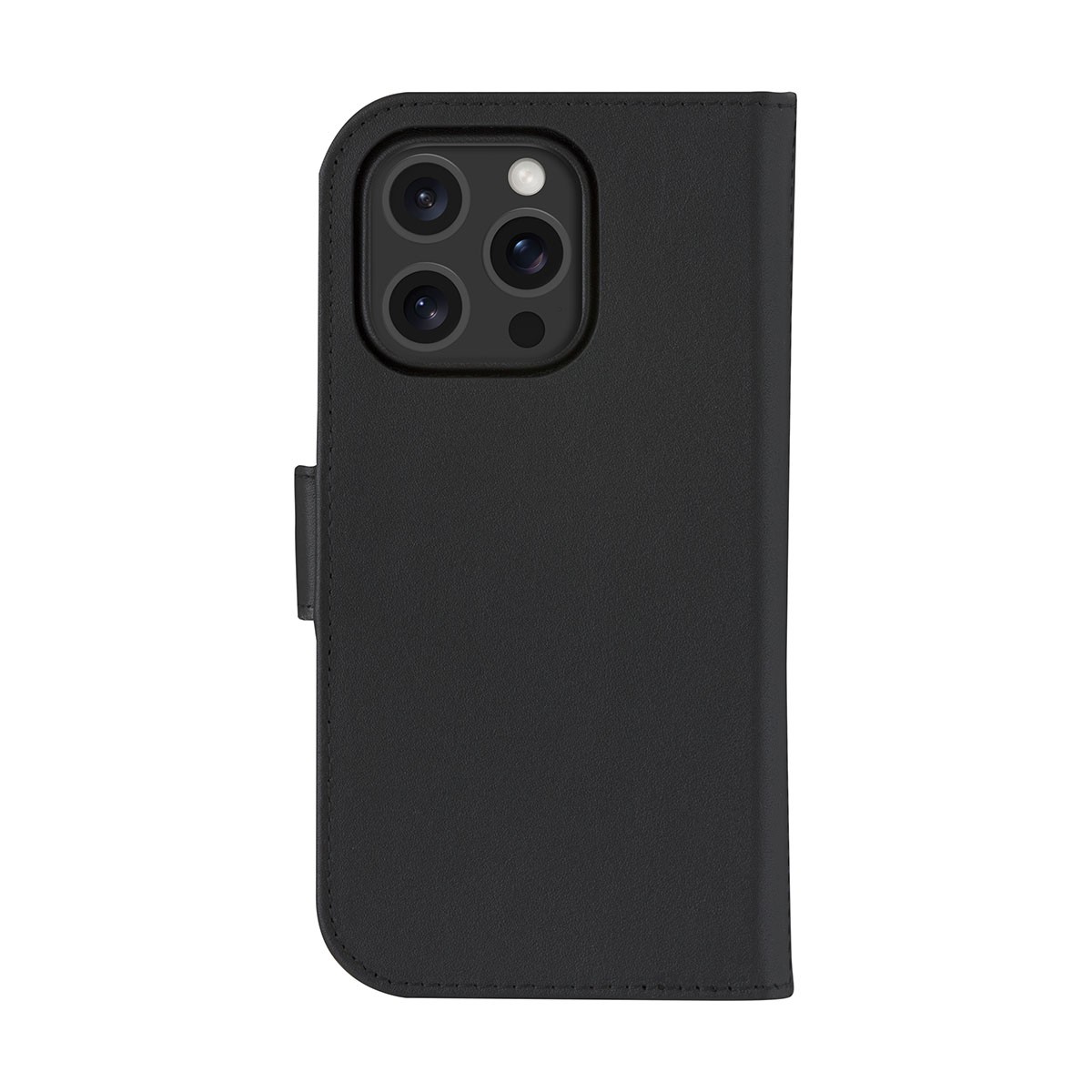 Coque iPhone 16 Pro Lynge étui en cuir folio 2 en 1 détachable noir