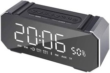 Image of Silver Alarm Clock Radio FM Bluetooth USB Speaker LED Display Snooze Timer
