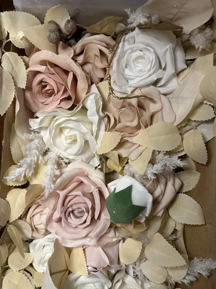 Ling's Moment 2PCS White & Beige Artificial Floral Swags Centerpieces - Image 2 of 4