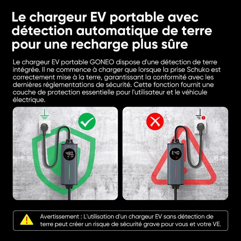 Chargeur voiture électrique Type 2 portable 16 A 3,68 kW câble 5 m - Photo 3/4