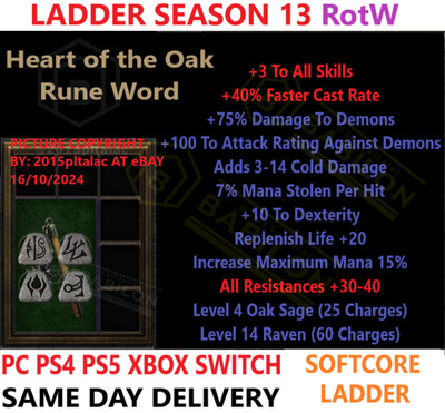 PC PS4 PS5 XBOX SWITCH LADDER HOTO 30-40 All Res DIABLO 2 RESURRECTED ITEMS D2R