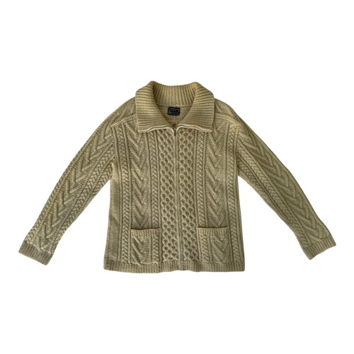 Vintage 60s GAELTARRA Unisex 40 100% Wool Sweater Jacket Aran Fisherman Irish - Picture 16 of 23