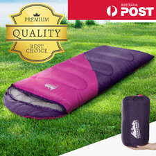 Weisshorn Kids Sleeping Bag Single 172cm Thermal Camping Hiking Outdoor Pink