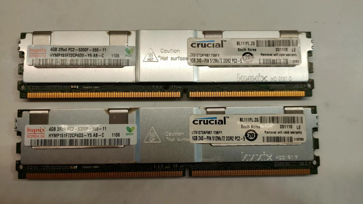 A-Tech 8GB (2x4GB) DDR2 667MHz UDIMM PC2-5300 CL5 2Rx8 1.8V DIMM Non-ECC Unbuffered Desktop RAM Memory Modules at
