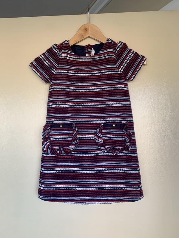 Janie and Jack Red White Blue Tweed Shift Straight Style Dress Girls Sz.6 Preppy