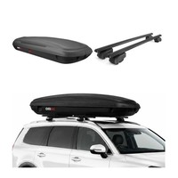 Carbonlook Dachbox 480L + Alu DachträGer Hyundai Tucson III 2016-2021 Schwarz