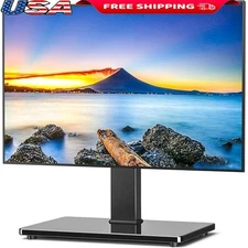 Universal Swivel TV Stand Adjustable Height 32 to 75 inch TVs Safe Design Black