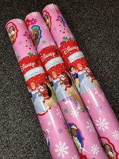 3 Rolls Of Disney Princess Princesses 3m By 70cm Christmas Wrapping Paper Pink