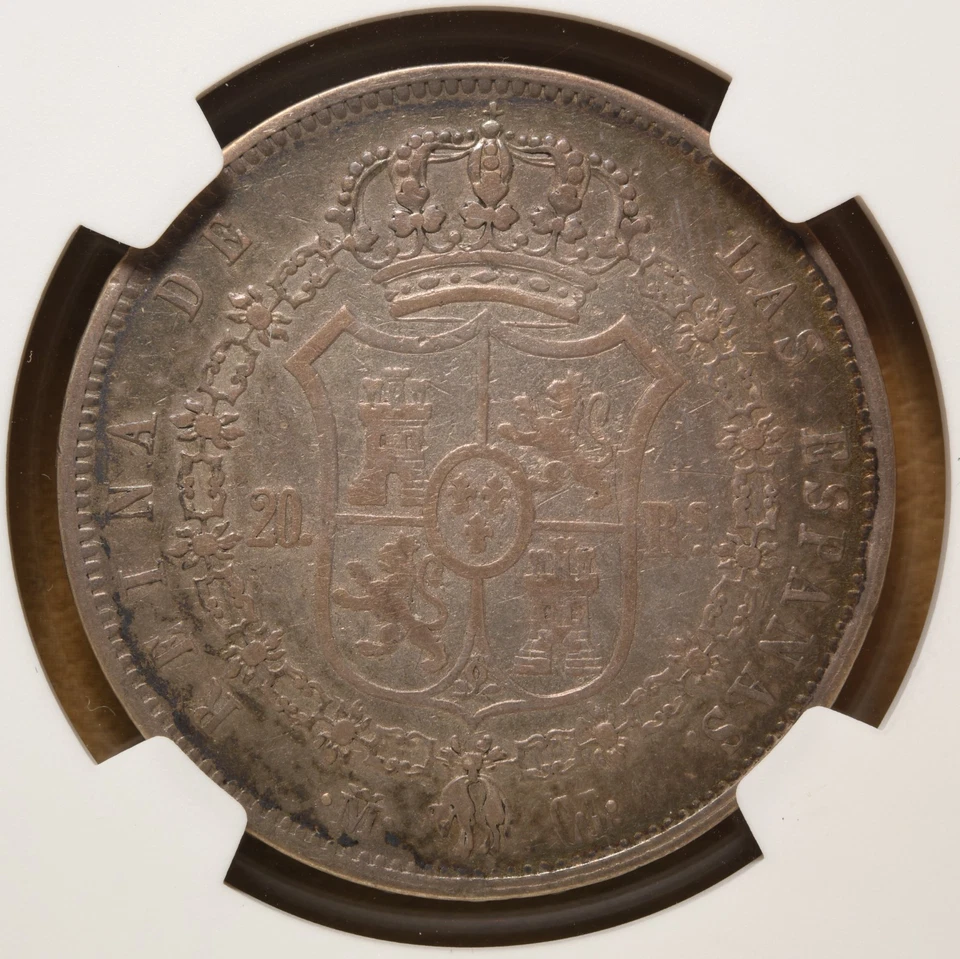 1850 M CL Spain 20 Reales NGC VF25 - Image 4 of 4