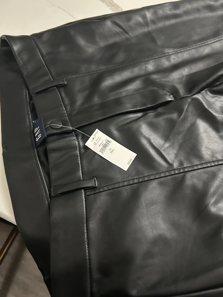 Pantalones para mujer Gap de imitación de cuero negros nuevos talla 14 de alto Foto 3 de 4