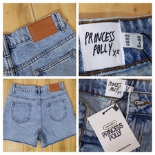 Princess Polly Laurena Denim Shorts Women Size 6 NWT Raw Hem Jean Short Boho