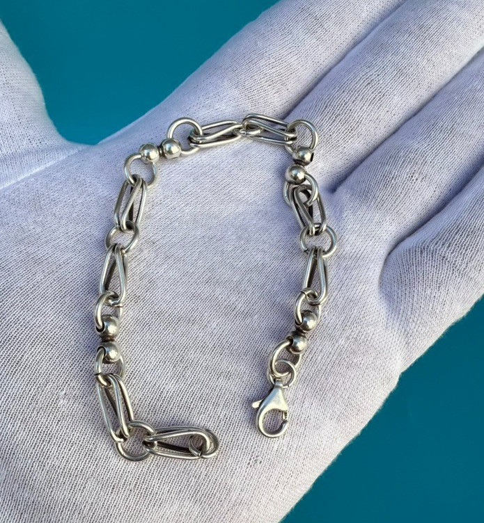 Elegant Vintage Sterling Silver Bracelet Perfect for Charms
