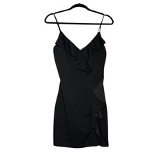 Love Nickie Lew Ruffled Minidress Black Size Large Cocktail Mini