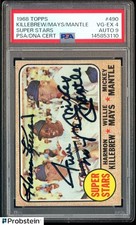 1968 Topps #490 Mickey Mantle Harmon Killebrew Willie Mays PSA 4 PSA/DNA 9 AUTO