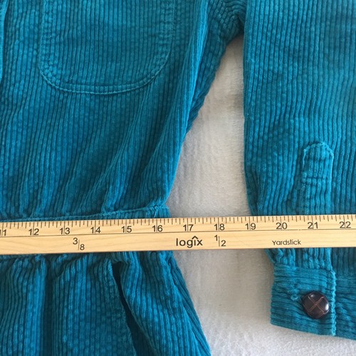 Fads Corduroy Midi Shirt Dress Size Medium Teal 100% Cotton Western Boho - Picture 14 of 22