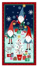 2 Michael Miller Holiday Gnomes-2 Panels 24 Inch By Width Of Fabric 100% Cotton
