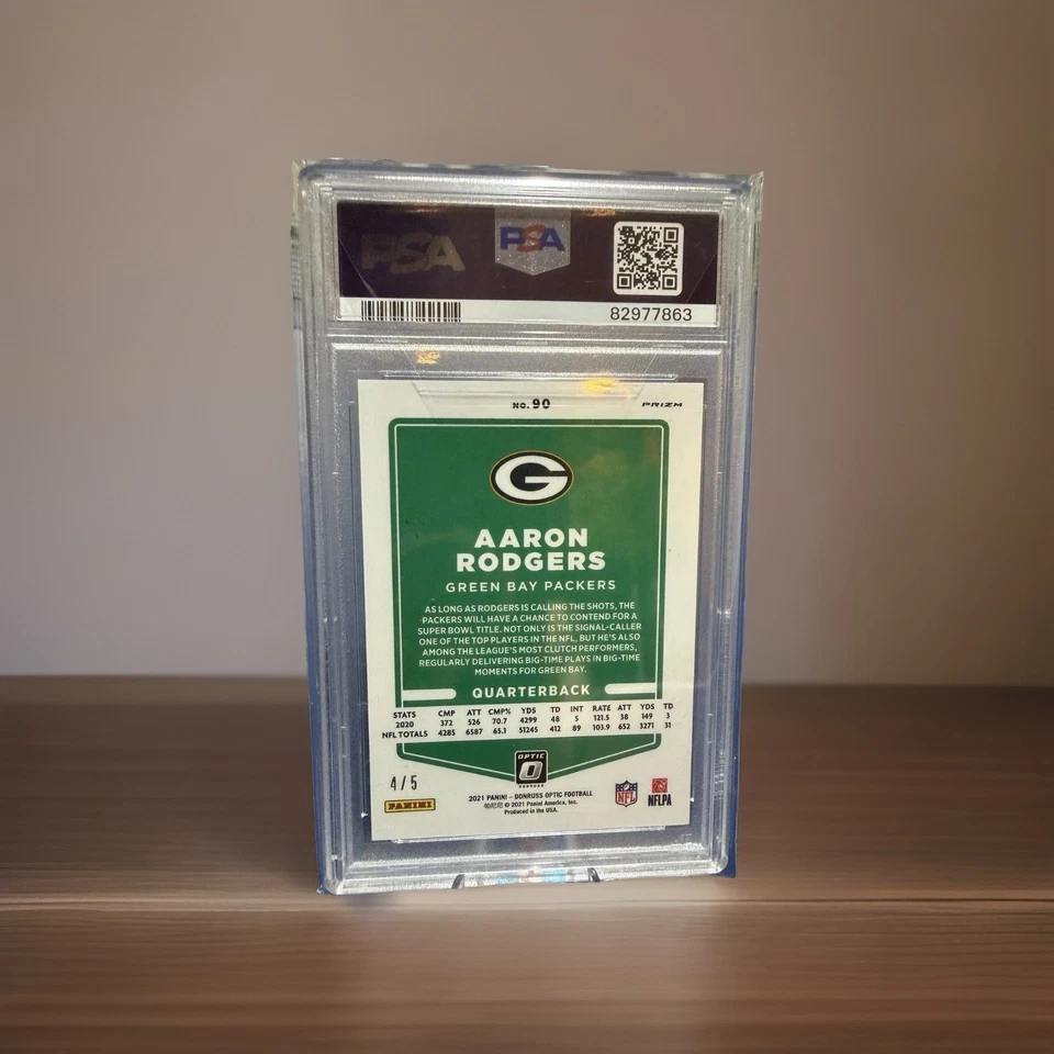 Donruss Optic Aaron Rodgers Packers 2021 🏈 verde/5 PSA 10 🔥 Pop 1 👀 🤩¡Guau!! Foto 2 de 2