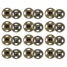 24 Set Sew-on Snap Buttons 10mm Metal Snap Fastener Buttons, Bronze