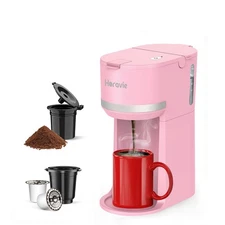 Mini Single Serve Coffee Maker for K Cup and Ground Coffee, Fast Brew One Cup...