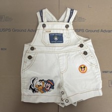 Vintage Mickey Mouse Farmer Mickey white Shortalls Overalls