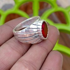 925 Sterling Silver Garnet Gemstone Ring Handmade Popular Gift's Men's Ring R77