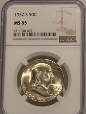 1952 S Franklin Silver Half Dollar NGC MS65 Better Date Franklin