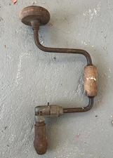 Vintage Antique Bit Brace Hand Crank Drills With Wooden Handles Unbranded