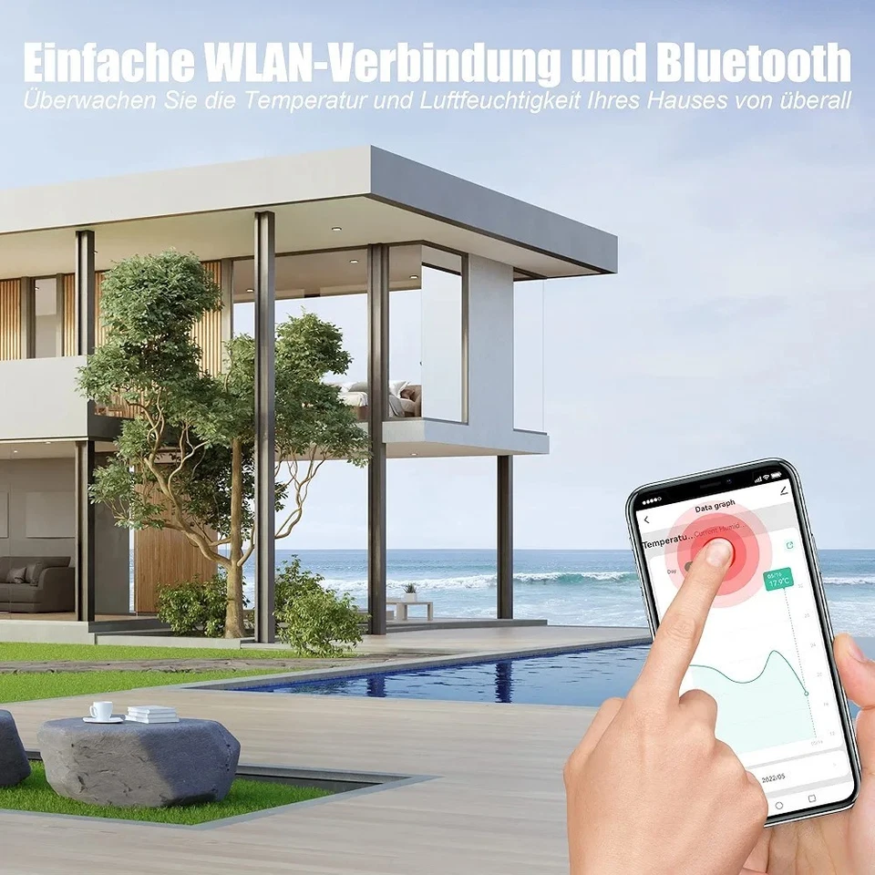 H1 TLKZGO TH08 Wireless Smart Temperature Humidity Sensor, Tabletop Mount WiFi - Image 2 of 4