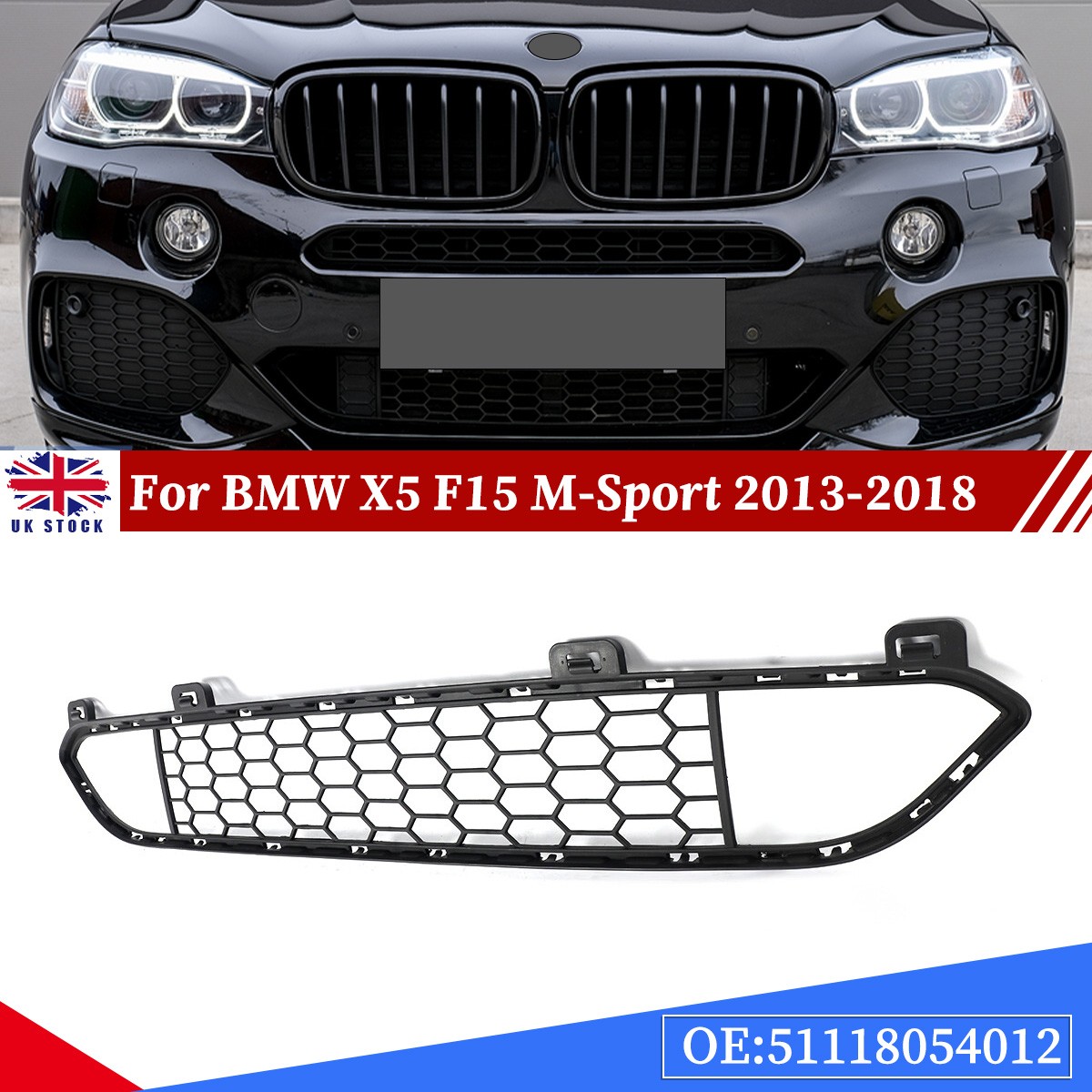 For BMW X5 F15 M-Sport 2013-2018 Front Bumper Lower Grille Mesh 51118054012
