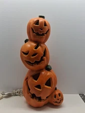Vtg 1999 Rare Paper Magic Stacked Jack-O-Lantern Pumpkins Halloween Lighted
