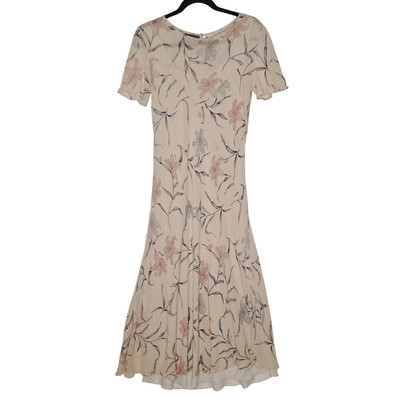 Vintage Y2K Kay Unger Silk Maxi Dress Fairy 12 Bias Tiger Lily Floral Sheer